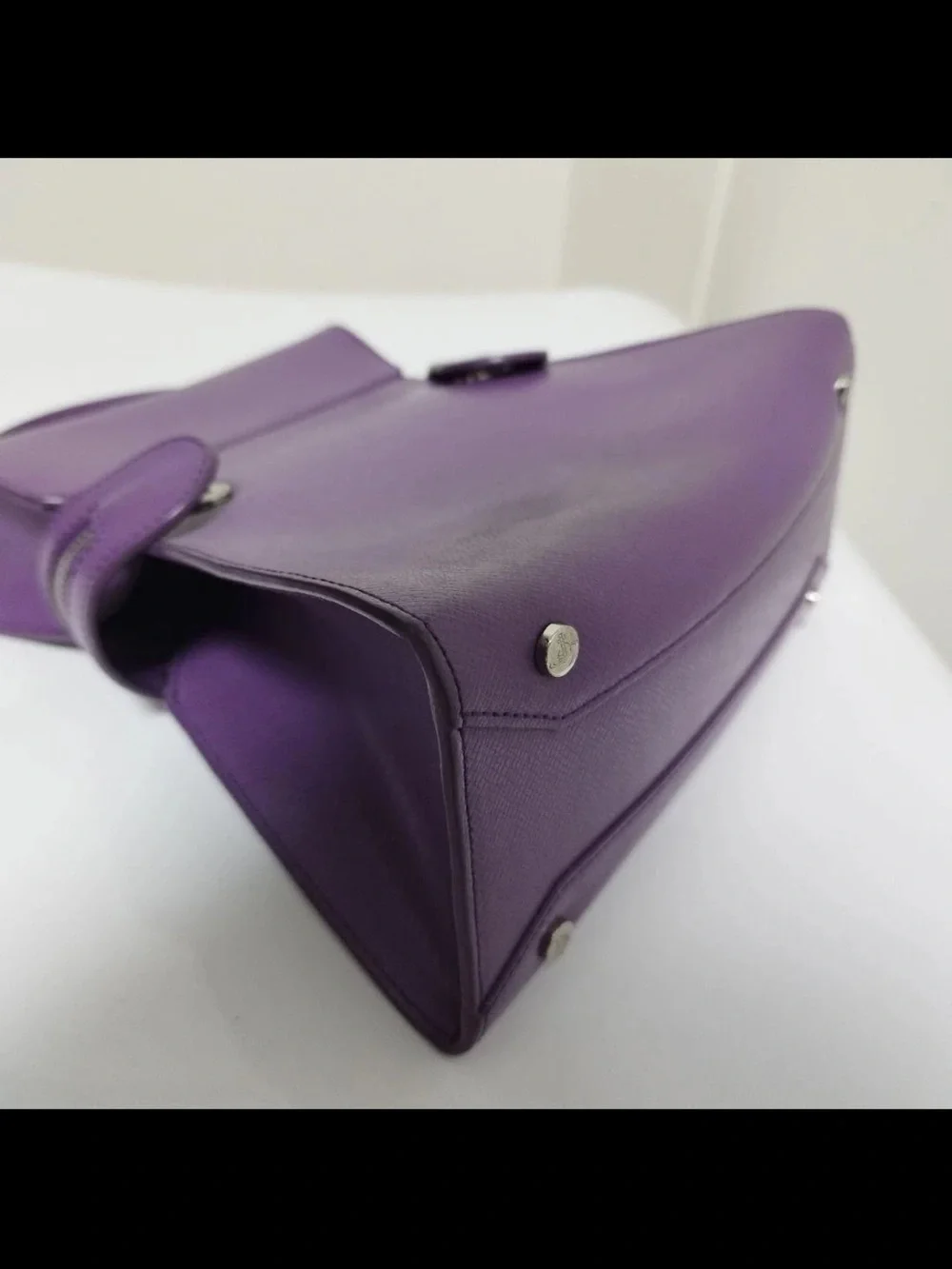 Vivienne Westwood Purple Leather Pyramid Satchel with Detachable Strap